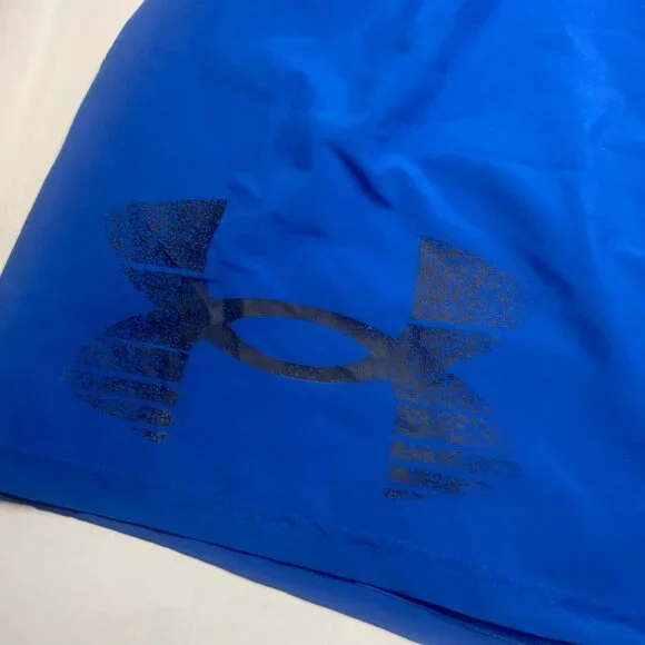 UNDER ARMOUR MENS ATHLETIC SHORTS (4XL) NWT BLUE W/ POCKET & BIG LOGO - Picture 2 of 4